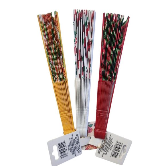 CFruit Print Hand Folding Fans Cherry Watermelon Pineapple Pin Up Style Lot - Picture 3 of 7